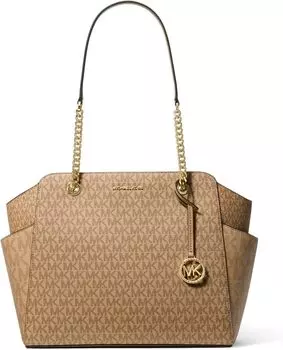 Большая сумка-тоут Jacquelyn на цепочке с молнией сверху MICHAEL Michael Kors, цвет Camel