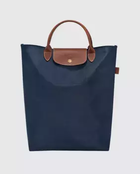 Большая сумка-тоут Le Pliage на молнии среднего размера Longchamp, синий