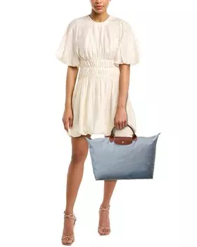 Большая сумка-тоут Longchamp Le Pliage из парусины с ручкой сверху, серый