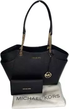 Большая сумка-тоут на цепочке MICHAEL Michael Kors Jet Set Travel в комплекте с трехстворчатым кошельком Michael Kors Jet Set Travel