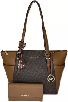 Большая сумка-тоут на молнии MICHAEL Michael Kors Charlotte в комплекте с соответствующим кошельком тройного сложения и узким шарфом