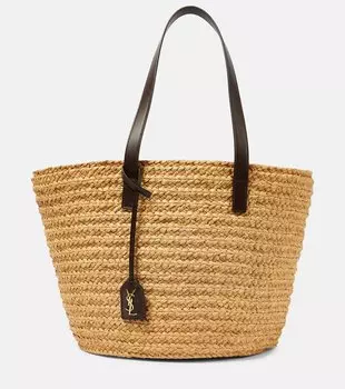 Большая сумка-тоут panier medium из рафии Saint Laurent, мультиколор