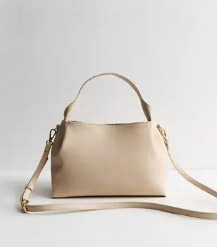 Большая сумка-тоут под кожу Stone New Look, светло-серый