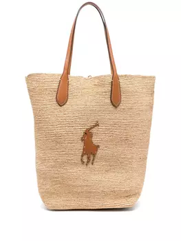 Большая сумка-тоут Polo Ralph Lauren Big Pony, нейтральный цвет