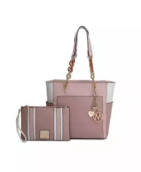 Большая сумка-тоут Rochelle Color Block с ремешком от Mia K Mkf Collection, синий