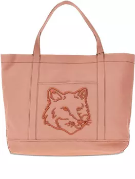 Большая сумка-тоут с изображением головы лисы Maison Kitsun, розовый