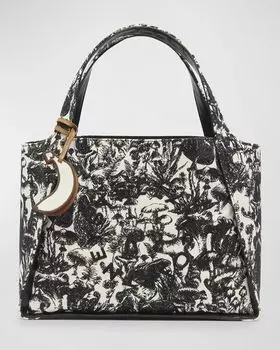Большая сумка-тоут с логотипом и принтом на холсте Stella McCartney, цвет Black
