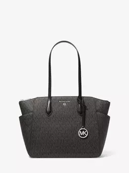 Большая сумка-тоут с логотипом Marilyn среднего размера Michael Kors, черный