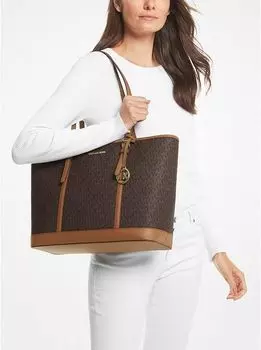 Большая сумка-тоут с логотипом Michael Kors Jet Set Travel (коричневый желудь)