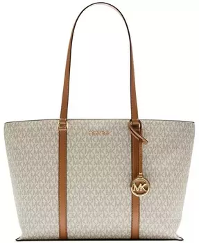 Большая сумка-тоут с логотипом Temple Michael Kors, бежевый