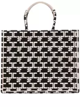 Большая сумка-тоут с монограммой Elisabetta Franchi, черный