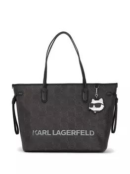 Большая сумка-тоут с монограммой Ikon Karl Lagerfeld, черный