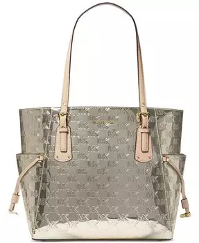 Большая сумка-тоут с тиснением East West Michael Kors, цвет Pale Gold