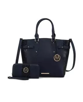 Большая сумка-тоут с тиснением под змею Joelle от Mia K Mkf Collection, синий