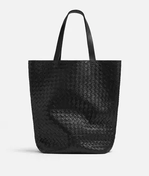 Большая сумка-тоут с узором «север-юг» Bottega Veneta, черный