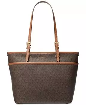 Большая сумка-тоут с верхним карманом-молнией и логотипом Michael Kors, коричневый