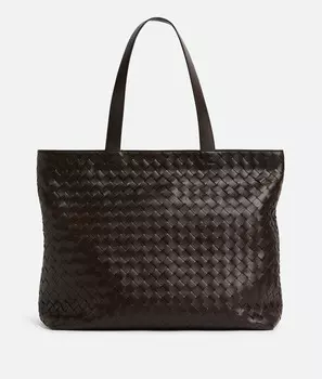 Большая сумка-тоут с застежкой-молнией Intrecciato Bottega Veneta, карамельный