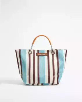 Большая сумка-тоут средней длины с полосатым принтом Bimba y Lola, синий