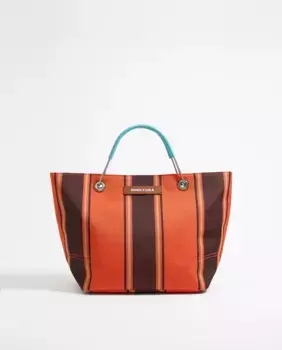 Большая сумка-тоут средней длины с полосатым принтом Bimba y Lola, оранжевый