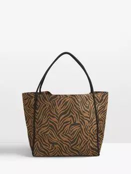 Большая сумка-тоут Vero с зебровым принтом HUSH, коричневый