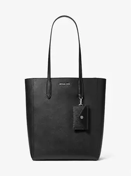 Большая сумка-тоут Vincent из сафьяновой кожи с отделением для карт Michael Kors, черный