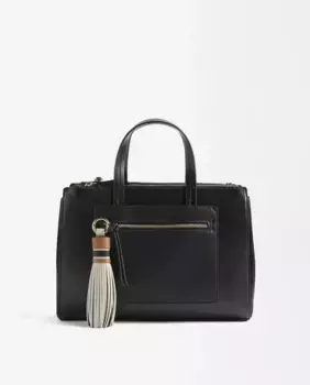 Большая сумка-тоут в стиле тоут-тоут со съемной подвеской и внешними карманами Parfois, чёрный