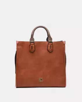 Большая сумка-тоут Wonderland коньячного цвета на молнии Abbacino, коричневый