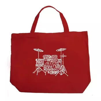 Большая сумка-тоут Word Art — барабаны LA Pop Art, красный