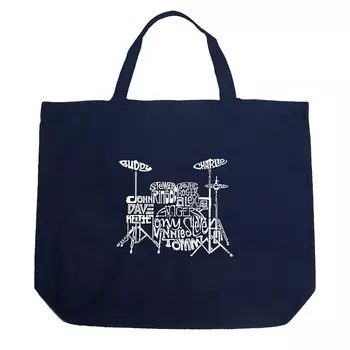 Большая сумка-тоут Word Art — барабаны LA Pop Art, темно-синий