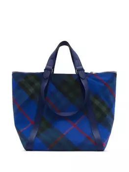 Большая сумка в клетку Burberry, синий