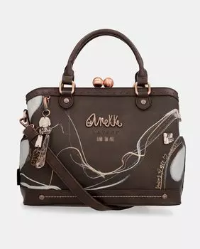 Большая темно-коричневая сумка-тоут с принтом и съемным ремнем через плечо Anekke, темно коричневый