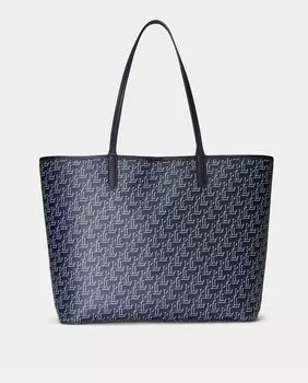 Большая темно-синяя сумка-тоут Collins с монограммой Lauren Ralph Lauren, темно-синий