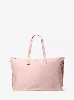 Большая тканая сумка-тоут с фирменным логотипом Jet set travel Michael Kors, розовый
