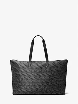 Большая тканая сумка-тоут с фирменным логотипом Jet set travel Michael Kors, черный