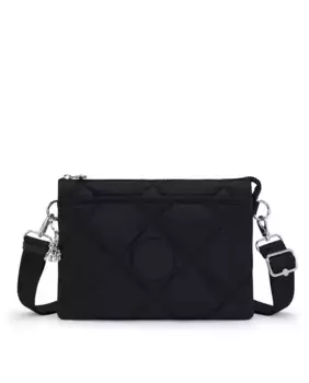 Большая универсальная женская сумка через плечо Kipling черного цвета с удлиняющимся ремешком