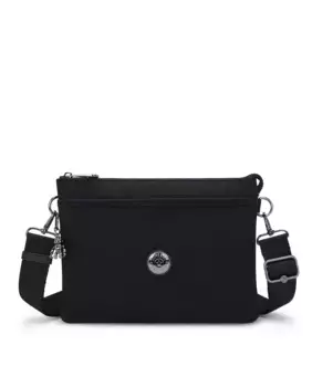 Большая универсальная женская сумка через плечо Kipling черного цвета с удлиняющимся ремешком