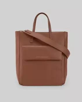 Большая вертикальная женская сумка-шоппер через плечо Adolfo Dominguez, темно-коричневый