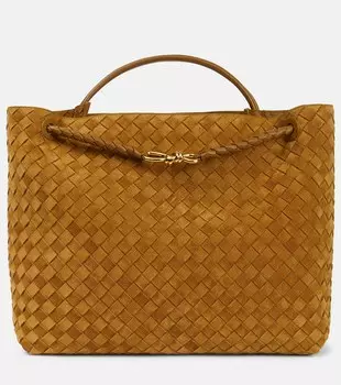 Большая замшевая сумка через плечо andiamo Bottega Veneta, коричневый