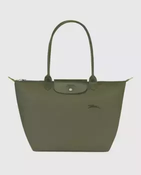 Большая зеленая сумка через плечо Le Pliage с застежкой-молнией Longchamp, зеленый