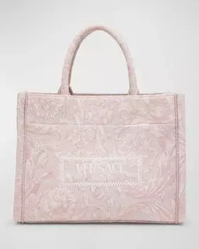 Большая жаккардовая большая сумка Athena Versace, цвет Pale Pink Enlish Rose