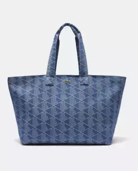 Большая жаккардовая летняя сумка Lacoste, голубой