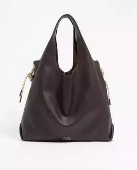 Большая женская кожаная сумка из бумаги Bimba y Lola, темно-коричневый