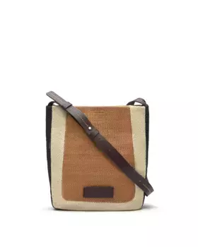 Большая женская сумка-хобо через плечо с текстурой из рафии Adolfo Dominguez, мультиколор