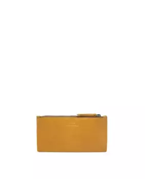 Большая женская визитница из стираной кожи Stamp, горчичный