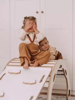 БОЛЬШАЯ качалка Монтессори с ручками + горка LARGE CLOUD tupti.wood