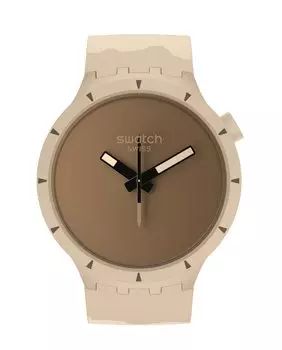 Большие эффектные биокерамические часы Desert с коричневым силиконовым ремешком Swatch, коричневый