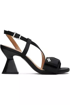 Большие банты на босоножках на высоком каблуке Ganni, черный