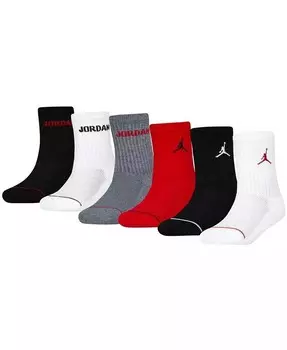 Большие детские 6 шт. Носки для экипажа Jordan, красный