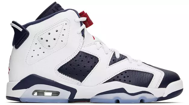 Большие детские белые и темно-синие кроссовки Air Jordan 6 Retro Nike Jordan