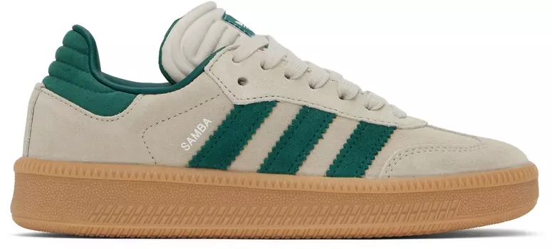 Большие детские бежево-зеленые кроссовки Samba XLG Adidas Kids